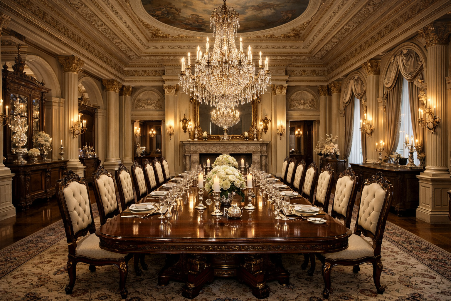 Luxury Dining Room with Ornate Details and Elegant Decor